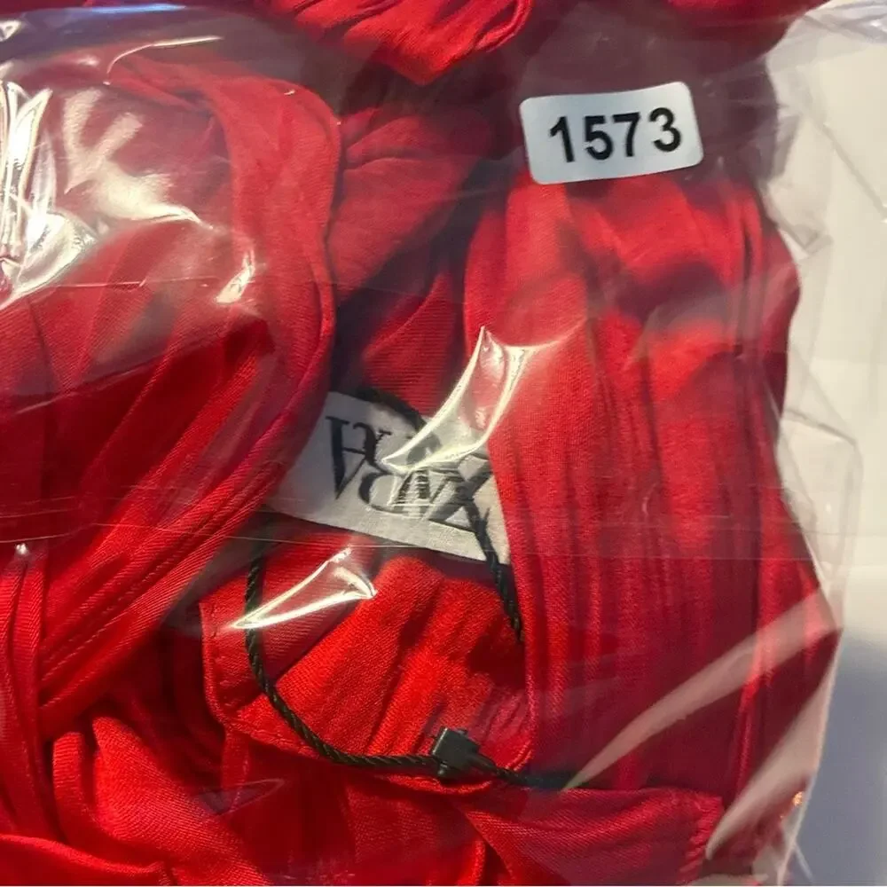 Zara Red Satin Sleeveless Maxi Wrap Dress Sz Medium - Picture 8 of 8